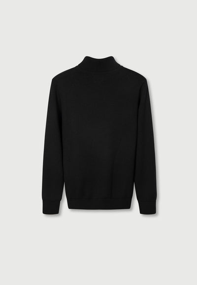 pull col roulé laine épais noir dos