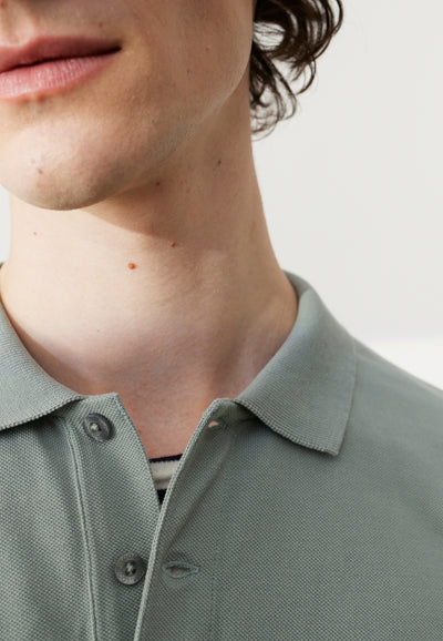 polo loom coton bio Vert pâle détail col