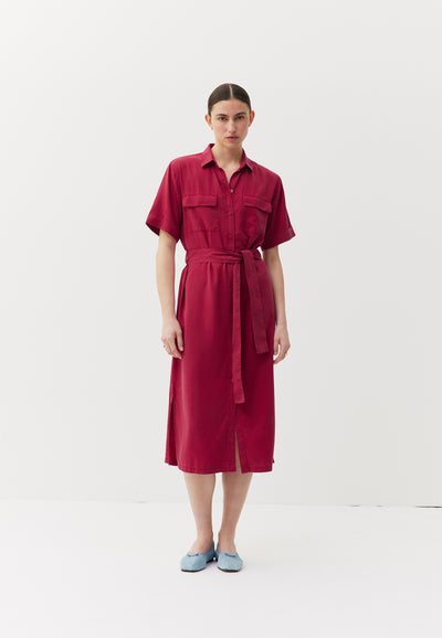 robe chemise tencel loom framboise en pied
