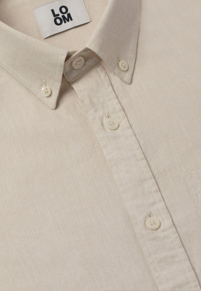 chemise coton lin bio loom Ecru détail col