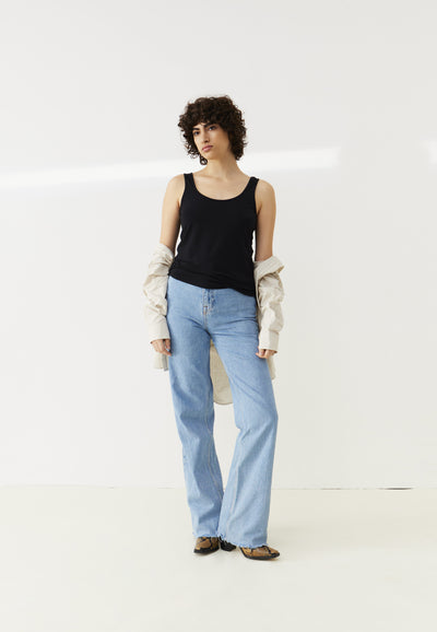 débardeur coton bio loom noir main