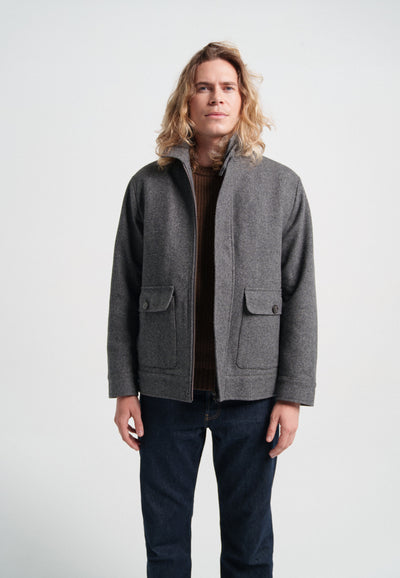le blouson en laine loom gris main