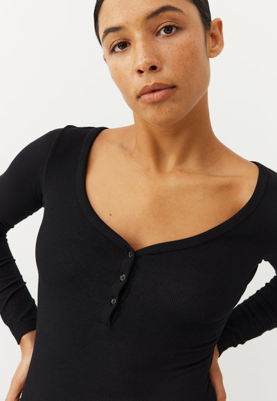 body coton bio loom noir décolleté