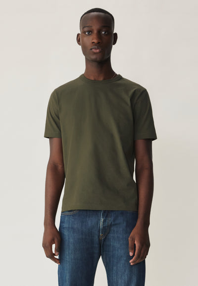 t-shirt coton kaki homme face