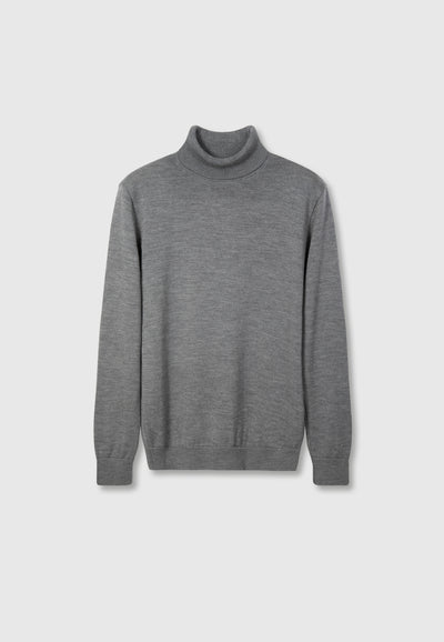 pull col roulé laine épais Gris clair main