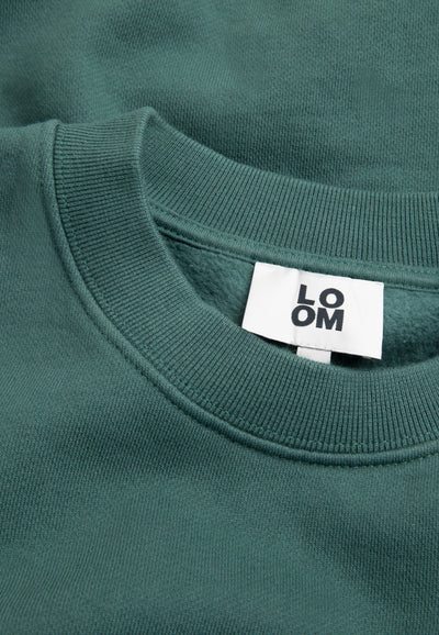 sweat coton bio loom vert sauge détail col-min