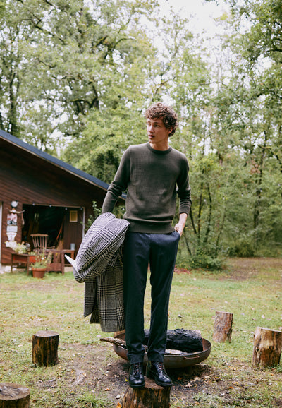 pantalon en flanelle de laine bio loom Gris anthracite look 4 main