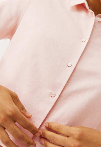 chemise oxford coton bio femme loom Rose pâle détail matière