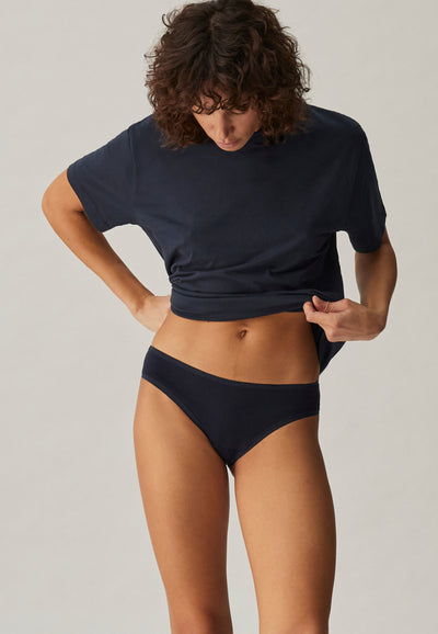 culotte coton bio loom bleu marine face main