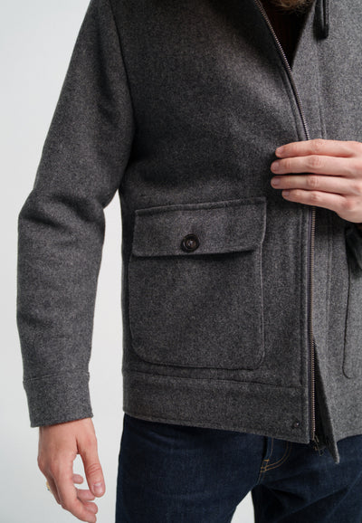le blouson en laine loom gris détail poche