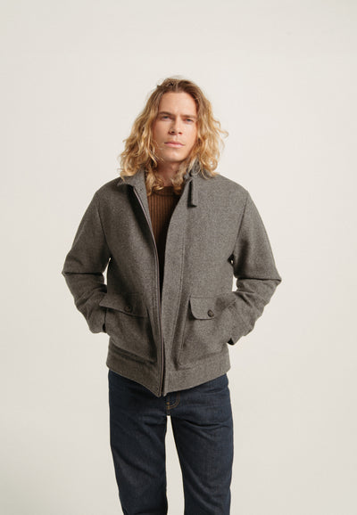 le blouson en laine loom gris main