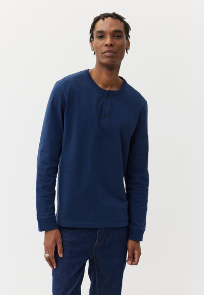 henley coton bio Bleu marine face