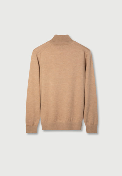 pull col roulé laine bio fin camel dos