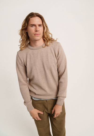 pull épais laine bio loom beige main