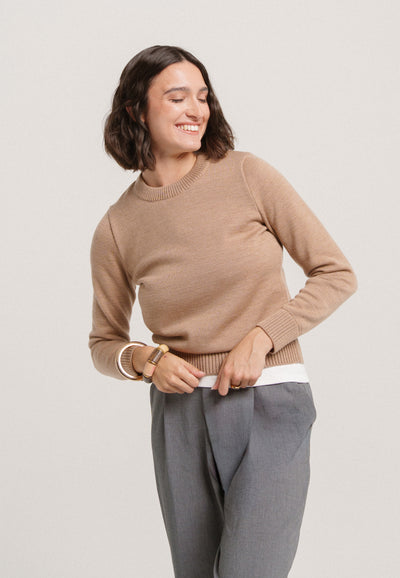 pull classique laine bio loom camel main