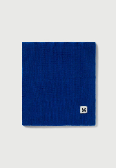 echarpe laine bio loom Bleu électrique pliée
