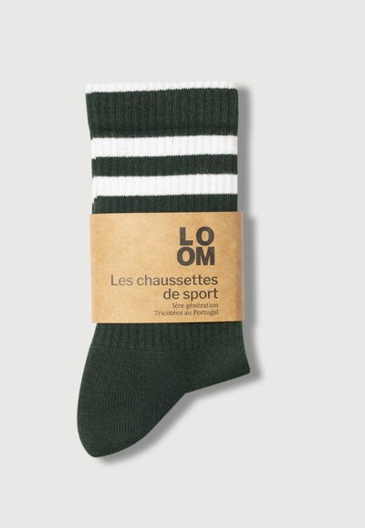 chaussettes côtelées Vert forêt packaging