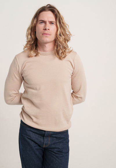 le pull fin coton laine bio loom beige main
