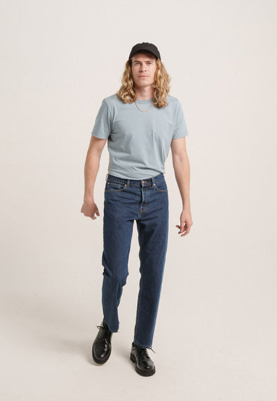 le jean droit homme coton bio loom bleu stone main