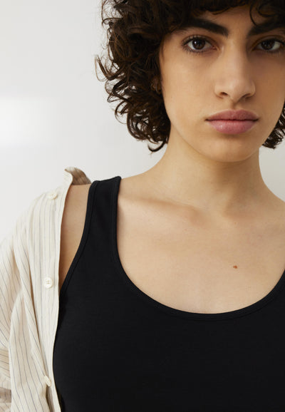 débardeur coton bio loom noir détail matière