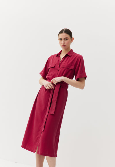 robe chemise tencel loom framboise main