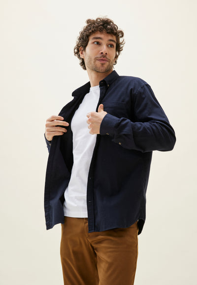 chemise flanelle bleu marine loom-1