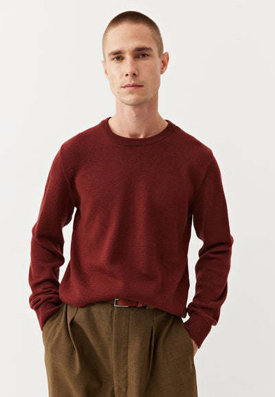 pull épais laine bio loom bordeaux main
