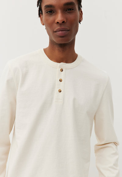 henley coton bio Ecru détail col