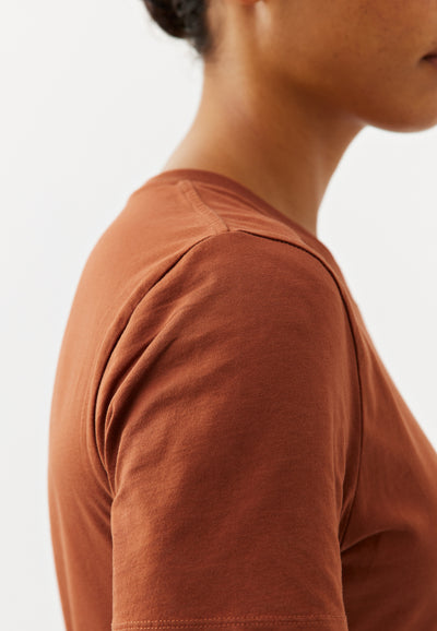 t-shirt coton bio femme loom terracotta détail épaule
