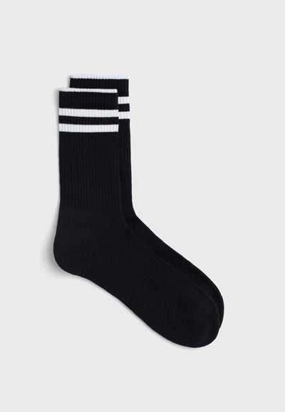 chaussettes côtelées coton bio noir main