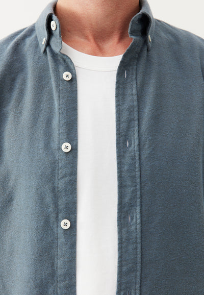 chemise en flanelle coton bio loom Bleu-gris détail matière