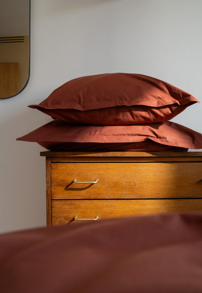 taie d'oreiller coton bio loom terracotta main