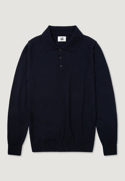 Pull col polo bleu marine main