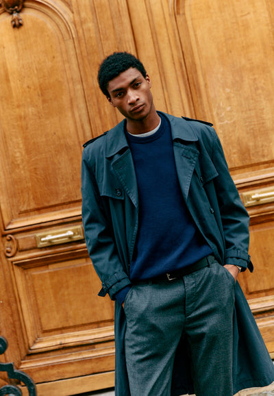 pull texturé coton bio loom bleu marine look 2