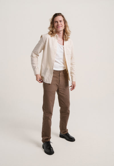 pantalon workwear coton bio loom brun main