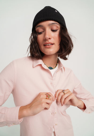 chemise oxford coton bio femme Rose pâle main