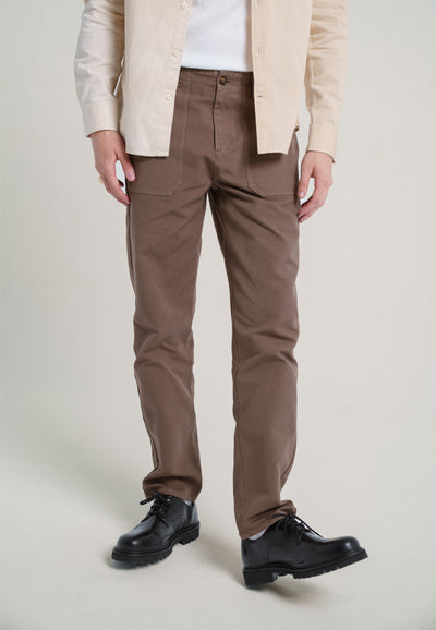 pantalon workwear coton bio loom brun jambes