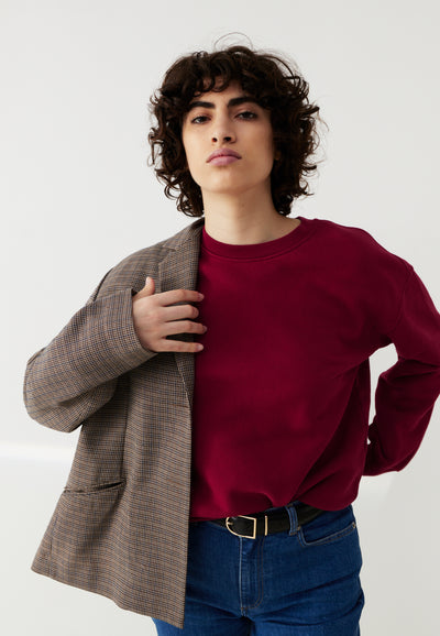 sweat femme loom coton bio framboise buste 2