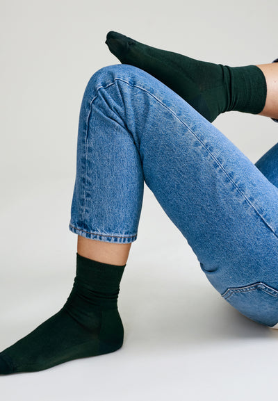 chaussettes coton vert sapin 