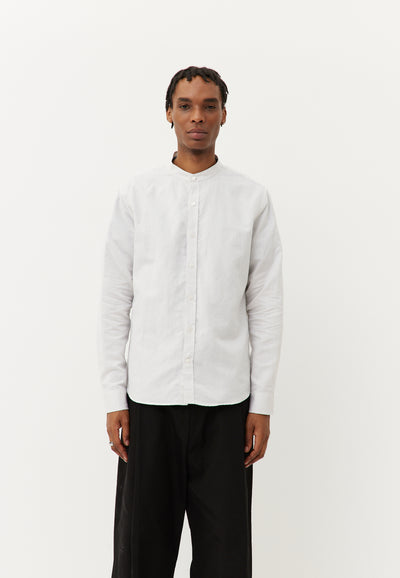 chemise col officier coton bio loom Blanc cassé main