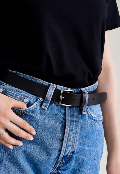 ceinture fine femme loom noir face 1