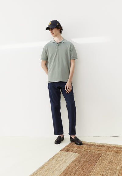 polo loom coton bio vert pâle face en pied