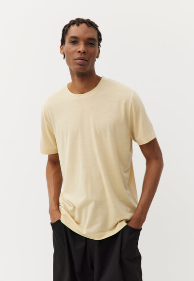t-shirt mérinos loom Jaune pâle main