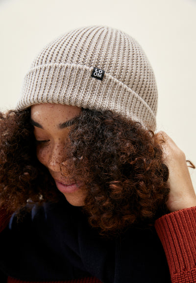 bonnet laine loom femme beige clair face 2