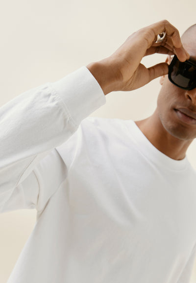 t-shirt manches longues blanc main