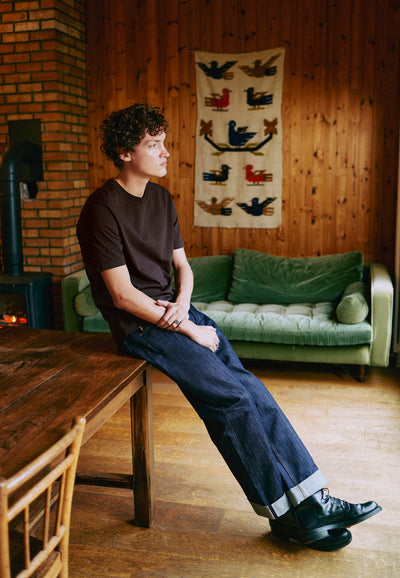 t-shirt heavyweight coton bio marron look main