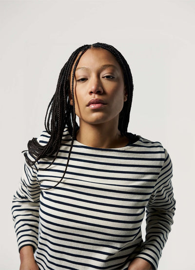 Marinière Rayé bleu marine loom face
