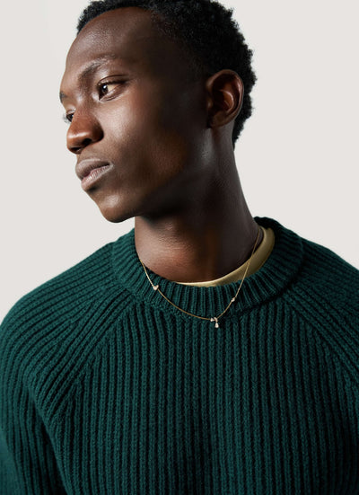 pull cotelé en laine bio loom vert sapin profil