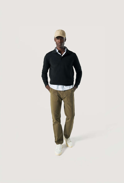 pantalon workwear coton bio loom Kaki clair face silhouette