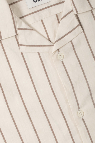 chemise manches courtes beige rayures marron zoom